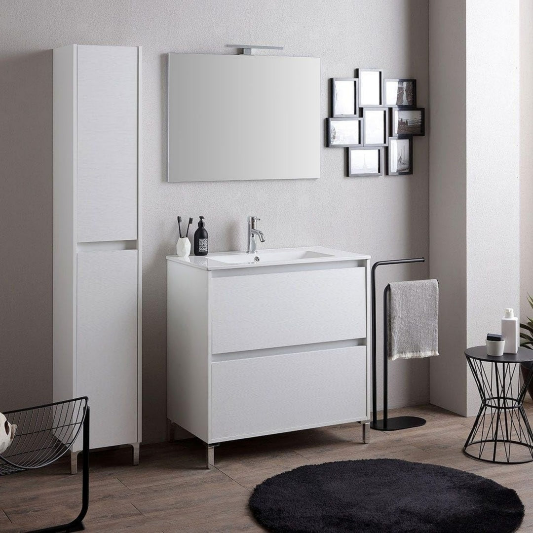 mobiletti con lavabo bianco ceramica cassetti
